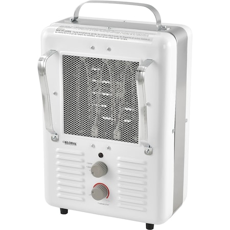 Global Industrial 1500W Portable Electric Milkhouse Heater, Steel, 120V, White 246098